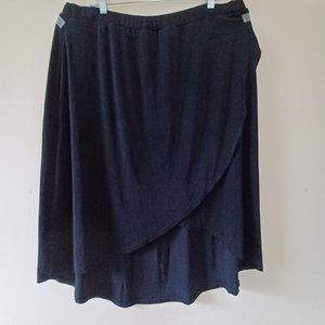 Chicos Travelers Sz 20 XXl Skirt Midi Faux Wrap Travel Friendly Black Womens